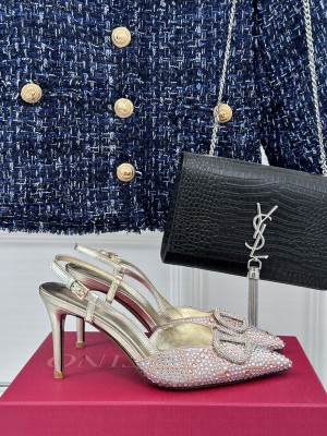 Valentino Vlogo Signature Crystal Embellished Slingback Pump Crystal/pink 80mm