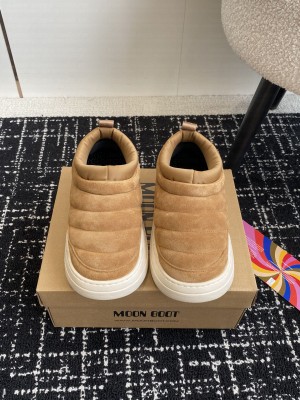 MOON BOOT PARK SOFT WHITE SUEDE SNEAKERS BROWN