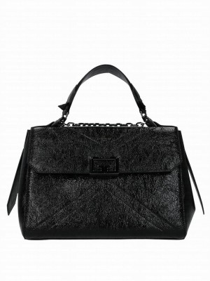 Givenchy ID Medium Quilted Crinkled Glossed-leather Shoulder Bag Black