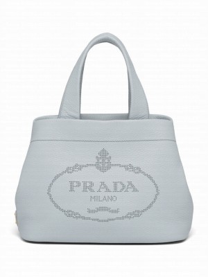 Prada Medium Leather Tote 1BG384 Gray