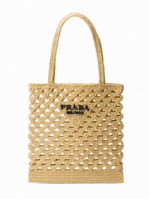 Prada Crochet Tote Bag 1BG493 Apricot