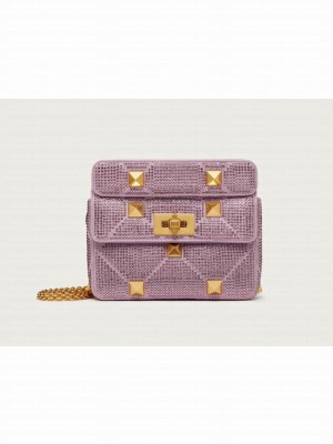 VALENTINO GARAVANI small Roman Stud soft sheep leather chain shoulder bag 2288 Lavender