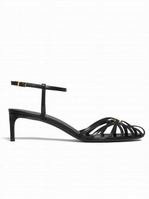 Celine Women's Triomphe Sandal In Lambskin Black