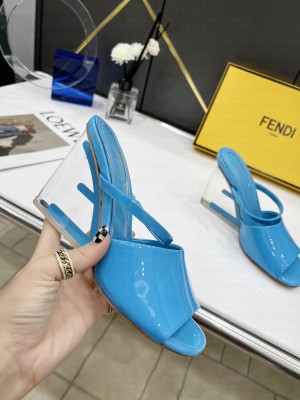 FENDI FIRST 85mm Blue Patent Leather high-heeled sandals  2022 Collection