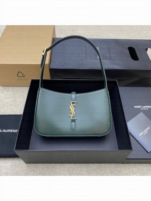 YSL LE 5 A 7 HOBO BAG IN SMOOTH LEATHER Y687228 blackish green