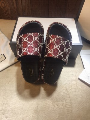 Gucci GG Platform Slide Sandal 573018 Burgandy 2021 Collection 