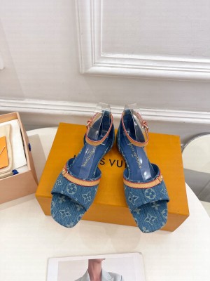 Louis Vuitton Women's Monogram Neo Revival Flat Light Blue Denim