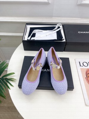 Chanel Women's Wool Tweed,Imitation Pearls & Metal Mary Jane 5cm Pump purple 2024