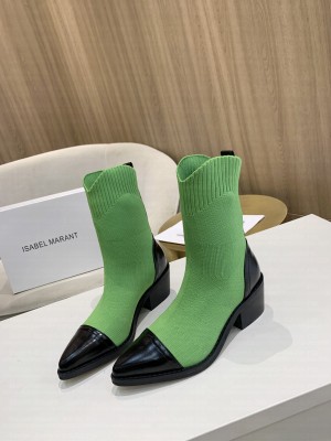 Isabel Marant Stretch knitted Ankle Boots 2021 Collection ,Green