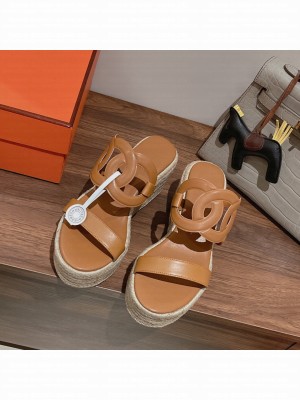 HERMES CHAINE D'ANCRE EPOPEE ESPADRILLES BROWN 