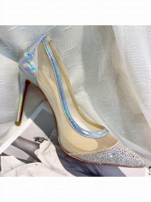 Christian Louboutin Iridescent Leather Crystal Mesh Pumps 10cm 2021 Collection