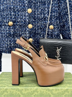 Gucci 5cm Platform 13.5cm Heel Slingback Pumps with Horsebit 01