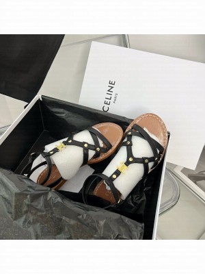 CELINE TAILLAT FLAT SANDAL WITH STUDS IN CALFSKIN