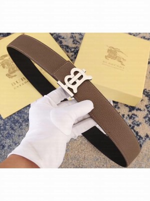 Burberry Width 3.8cm Reversible Monogram Motif Leather Belt Brown 2019