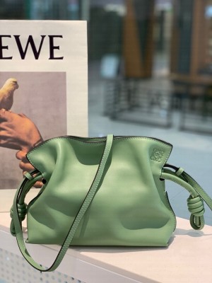 Loewe Flamenco Clutch In Nappa Calfskin Green