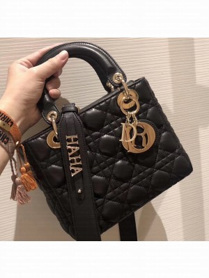 Lady Dior My ABCDior Bag in Cannage with Badges Black/Gold 2019