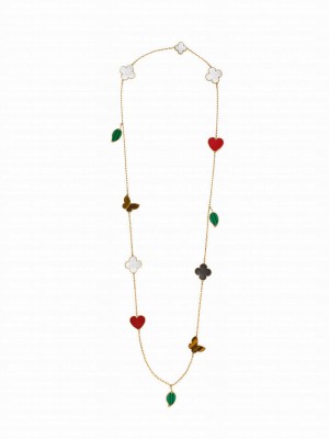 Van Cleef & Arpels Lucky Alhambra Long Necklace, 12 Motifs Green