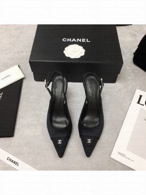 Chanel Vintage Signature Silk with Circle CC Charm 70mm Pump Black 2021 Collection