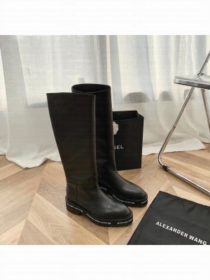 Alexander Wang  Knee High Boots Calfskin Leather Fall/Winter 2021 Collection, Black