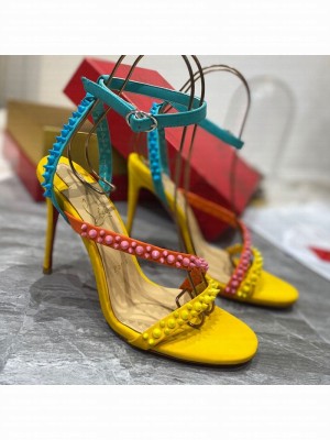 Christian Louboutin Studde Sandals 10cm Yellow/Pink/Blue 2021 Collection