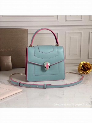 Bvlgari Serpenti Forever leather small crossbody bag 70736 light blue