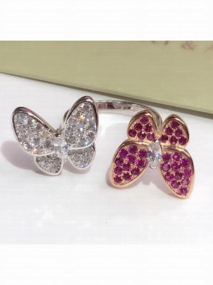 Van Cleef & Arpels Butterfly Ring 14  Pink/Silver 2020 Collection