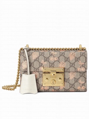 Gucci Padlock Small Berry Shoulder Bag 676238 Cream