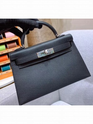 Hermes Mini Kelly II Bag in Original Epsom Leather Black