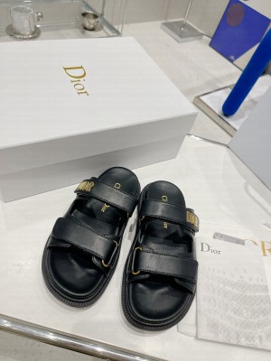 Dior DiorAct Black Lambskin Flat Slide Sandals 2022 Collection