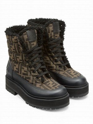 Fendi Women's Signature Biker Boots 8T8245 Coffee
