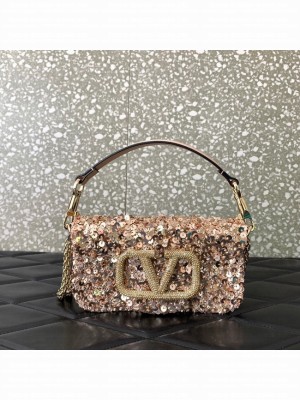 VALENTINO V-logo MINI LOCO sequin and leather bag WA0K53-1