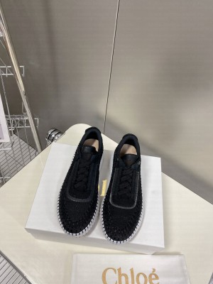 Chloe Nama embroidered suede and recycled mesh sneakers 2022 Collection