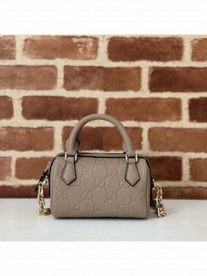 GUCCI GG EMBLEM SMALL BOSTON BAG 815256 Taupe