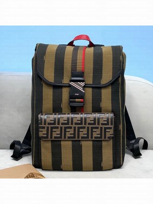 Fendi Men's Striped Backpack Brown/Black  2021 Collection