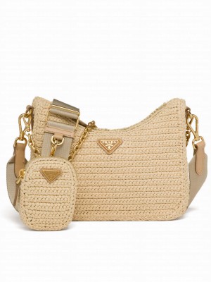 Prada Re-Edition 2005 Raffia Bag 1BH204 Apricot