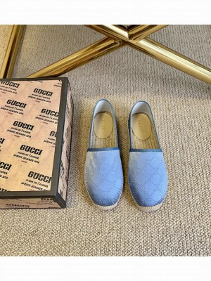 GUCCI SIGNATURE LEATHER ESPADRILLES BLUE 05