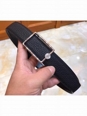 Hermes Width 3.2cm Oscar Buckle Reversible Leather Belt Black/Silver
