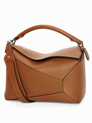 Loewe Large Puzzle Bag In Classic Calfskin Coffee