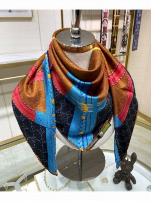 Gucci Women's Horsebit Print Silk Scarf Black