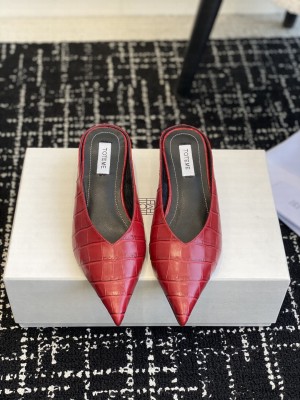 TOTEME Sharp croco-embossed wedge mules red