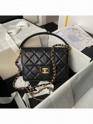 Chanel SMALL FLAP BAG WITH TOP HANDLE AS6262 BLACK