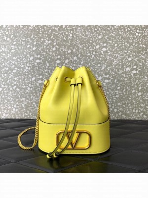 VALENTINO VLOGO SIGNATURE Lambskin Mini Bucket Bag FI16 yellow