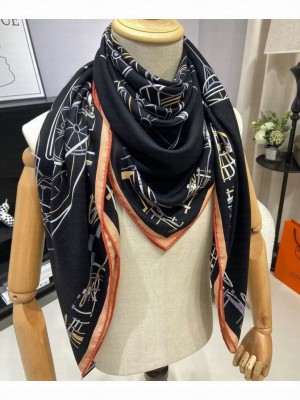 Hermes Women's Complication Equestre Scarf Black