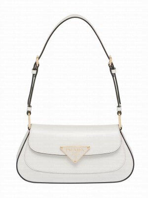 Prada Brushed Leather Shoulder Bag 1BD345 White