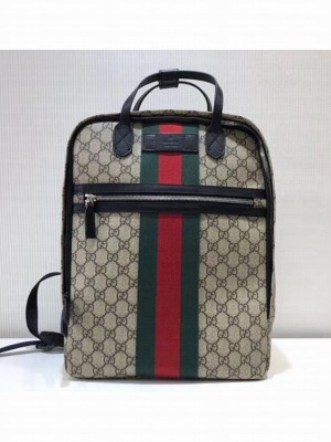 Gucci Men's GG Web Backpack 495558 Beige 2018
