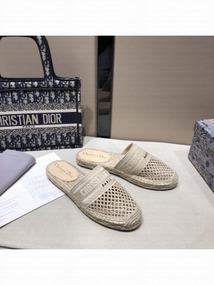 DIOR GRANVILLE ESPADRILLE OPEN BACK BLACK Mesh Embroidery