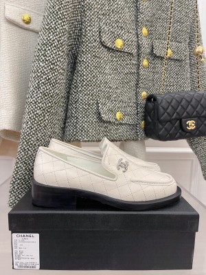 Chanel 4cm Quilting CC Loafers White Spring 2022 Collection