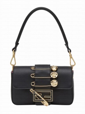 Fendi Brooch Mini Baguette Black