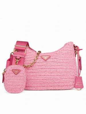 Prada Re-Edition 2005 Raffia Bag 1BH204 Pink