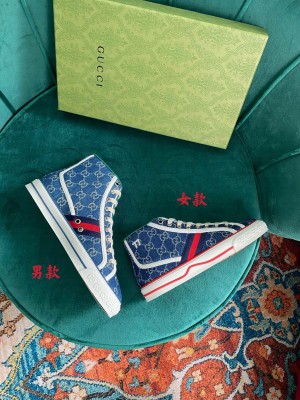 Gucci Unisex Tennis 1977 GG Multicolor high-top Denim Sneaker 2021 Collection